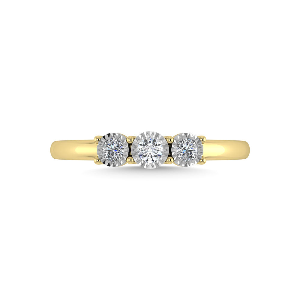 Diamante 1/20 Ct.Tw. Anillo Triolog√≠a en oro amarillo de 10 quilates