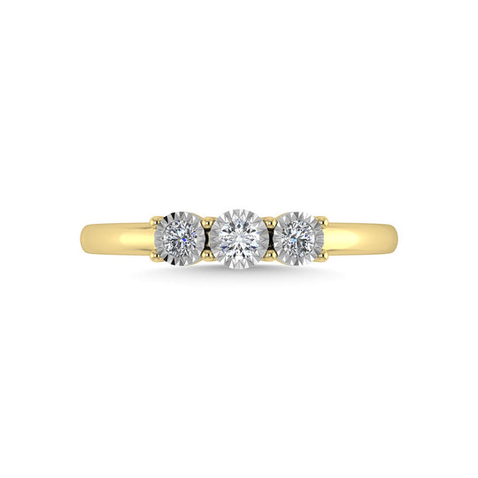 Diamante 1/20 Ct.Tw. Anillo Triolog√≠a en oro amarillo de 10 quilates