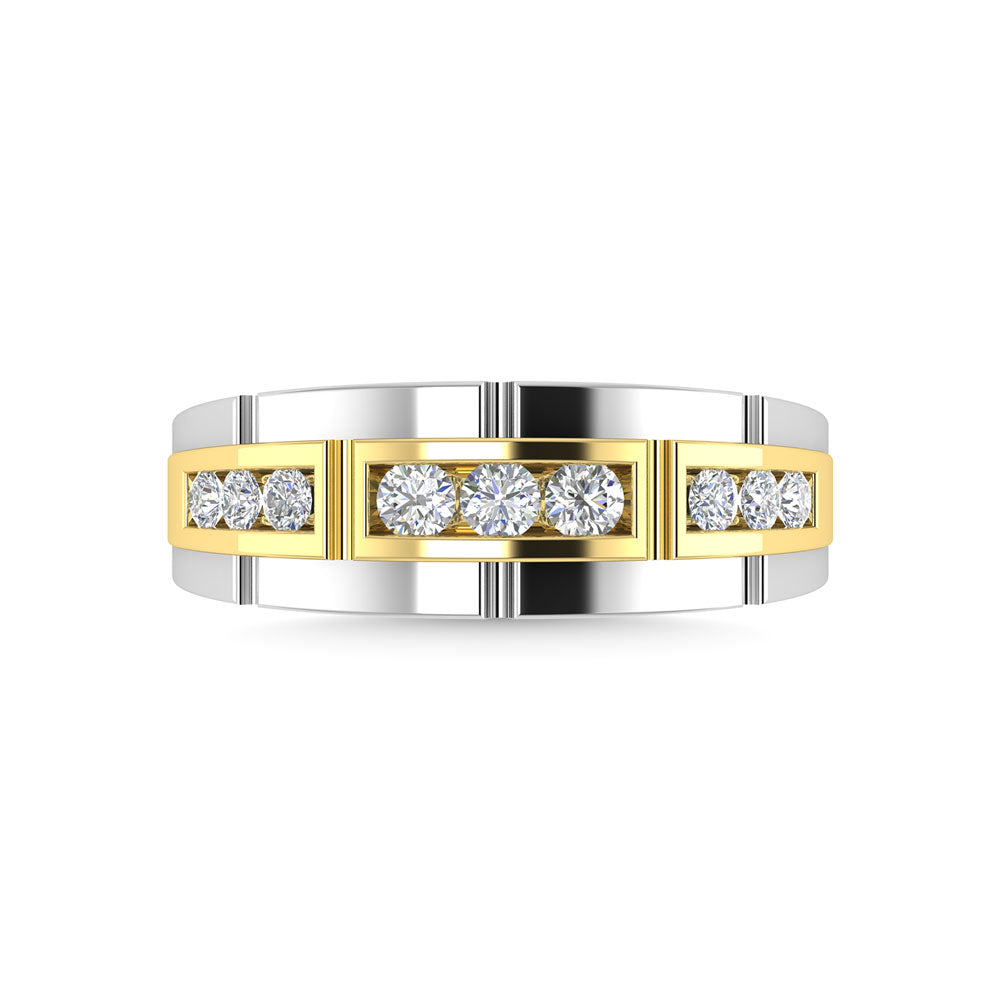 Alianza de Boda para Caballero con Diamantes de 1/2 qt en Oro Bicolor de 14k