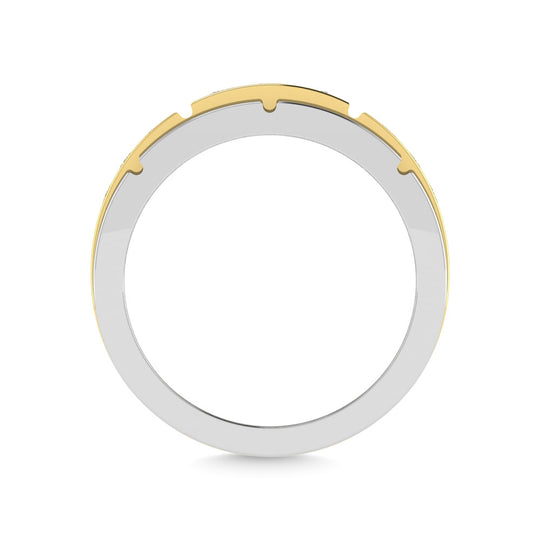 Alianza de Boda para Caballero con Diamantes de 1/2 qt en Oro Bicolor de 14k