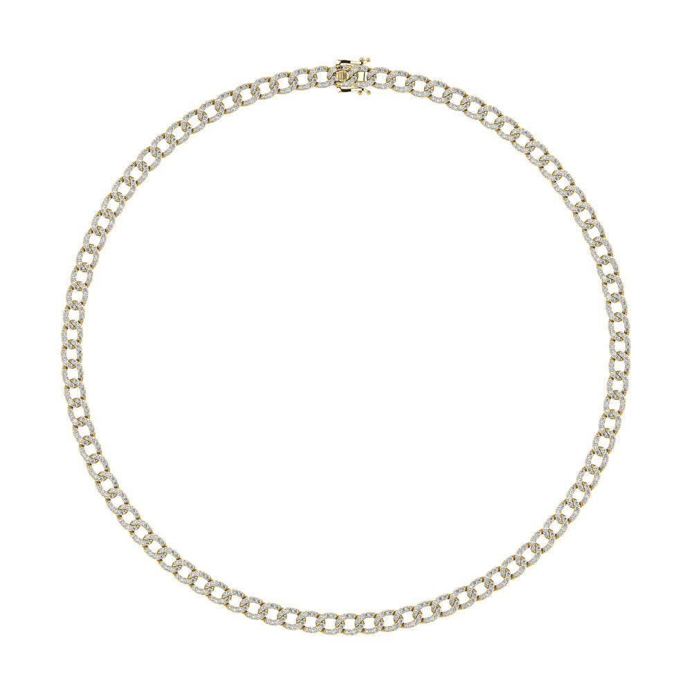 Diamante 7 5/8 Ct.Tw. Collar Cubano en Oro Amarillo de 14K