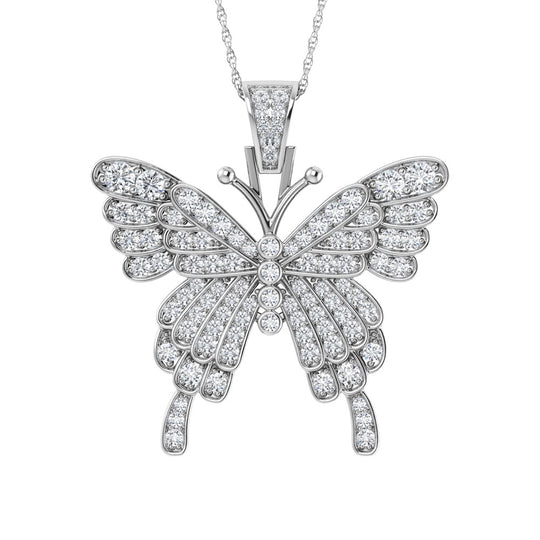 Diamante 1 3/8 Ct.Tw. Colgante de mariposa en oro blanco de 10 quilates