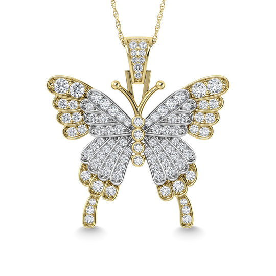 Diamante 1 7/8 Ct.Tw. Colgante de mariposa en dos tonos de 10 quilates