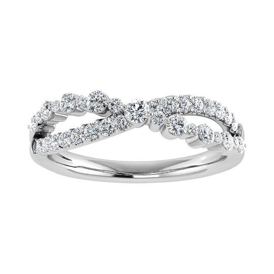 Oro blanco de 10 quilates, 1/2 qt.Tw. Anillo cruzado de diamantes