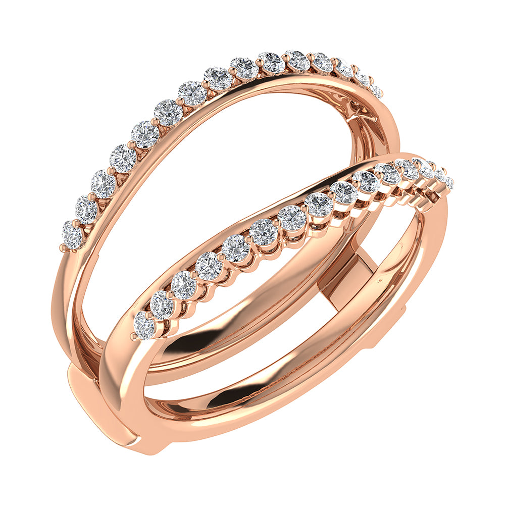 Oro rosado de 10 quilates de 1/4 qt. total Anillo protector de diamantes en forma de chevr√≥n