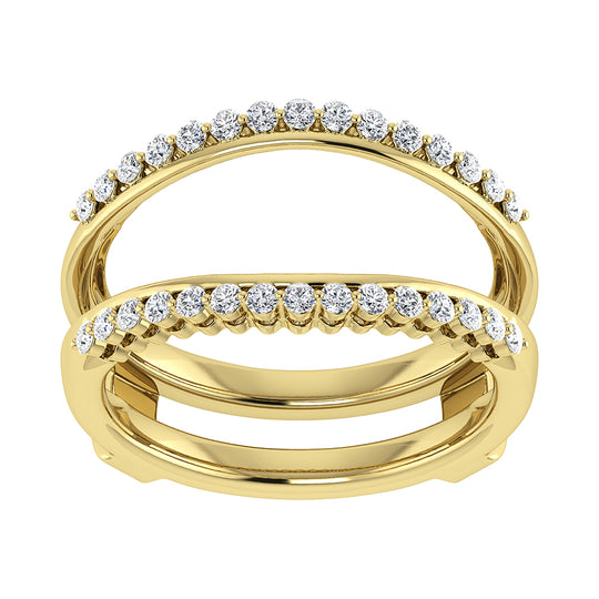 Oro amarillo de 14 quilates de 1/2 qt.Tw. Anillo protector de diamantes en forma de chevr√≥n