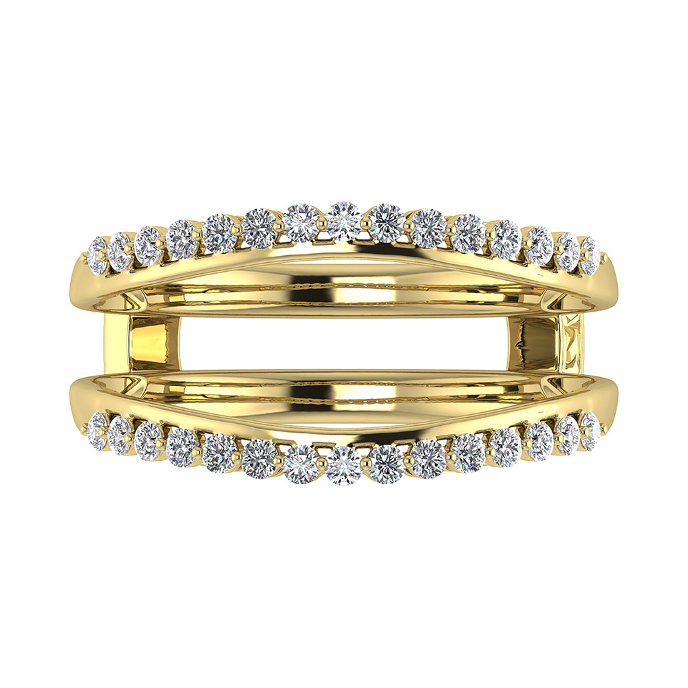 Oro amarillo de 10 quilates de 1/4 qt.Tw. Anillo protector de diamantes en forma de chevr√≥n