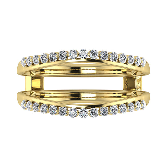 Oro amarillo de 10 quilates de 1/4 qt.Tw. Anillo protector de diamantes en forma de chevr√≥n