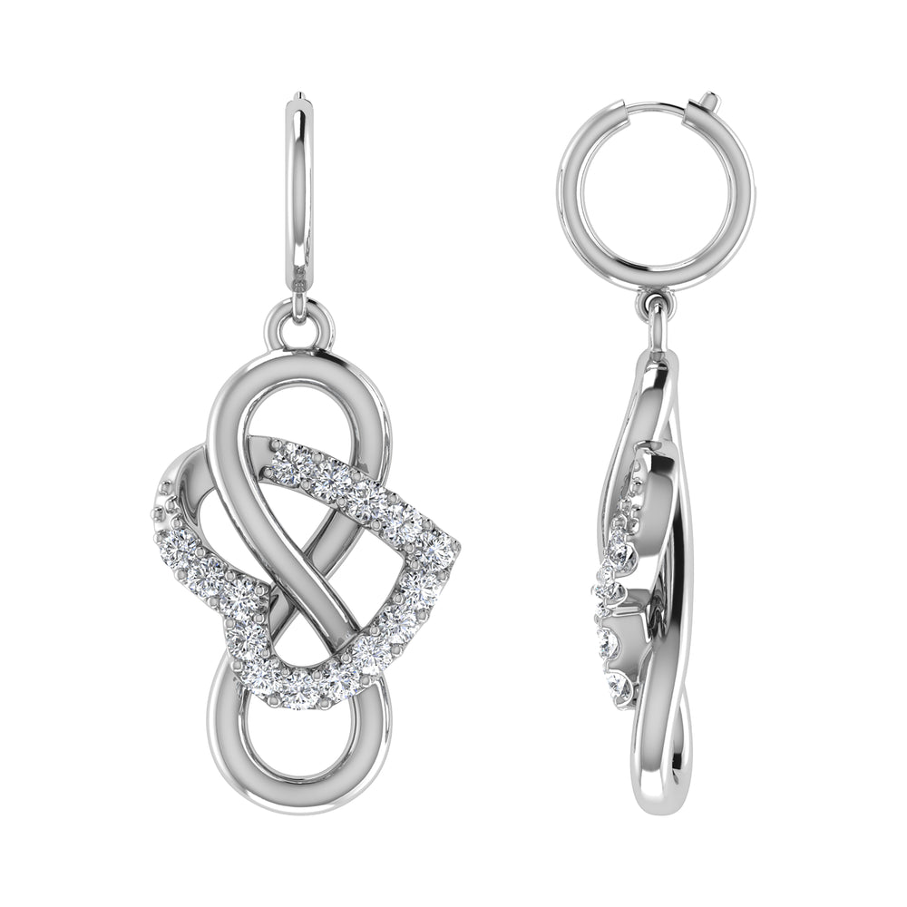 Diamante 1/4 Ct.Tw. Aretes colgantes en oro blanco de 10 quilates