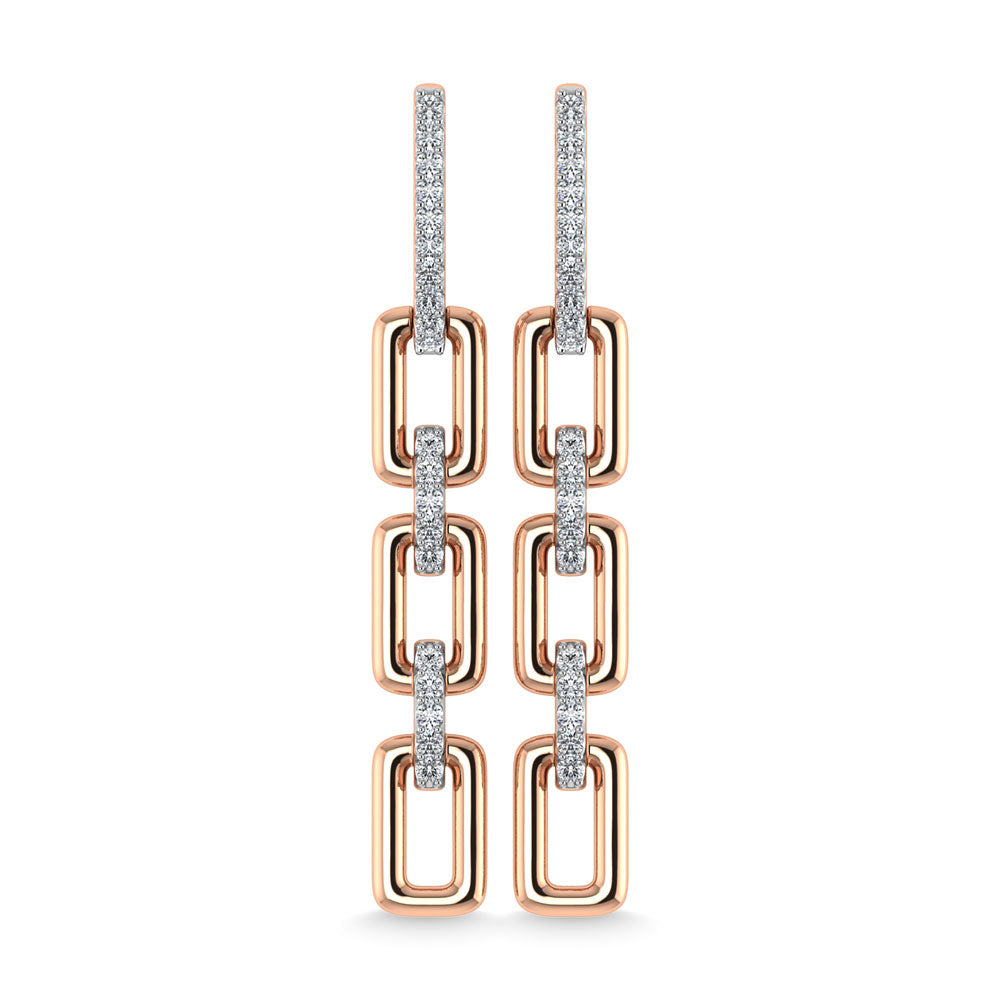 Diamante 1/6 Ct.Tw. Aretes colgantes en oro rosado de 10 quilates