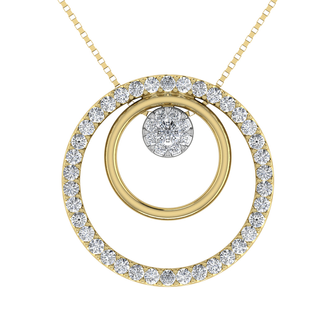 Colgante de doble c‚àö‚â†rculo de diamantes de oro de 14K Dos Tonos 1/2 Ct.Tw