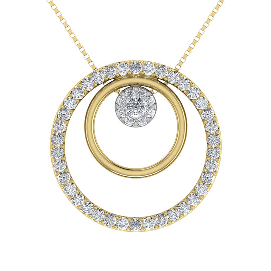 Colgante de doble c‚àö‚â†rculo de diamantes de oro de 14K Dos Tonos 1/2 Ct.Tw