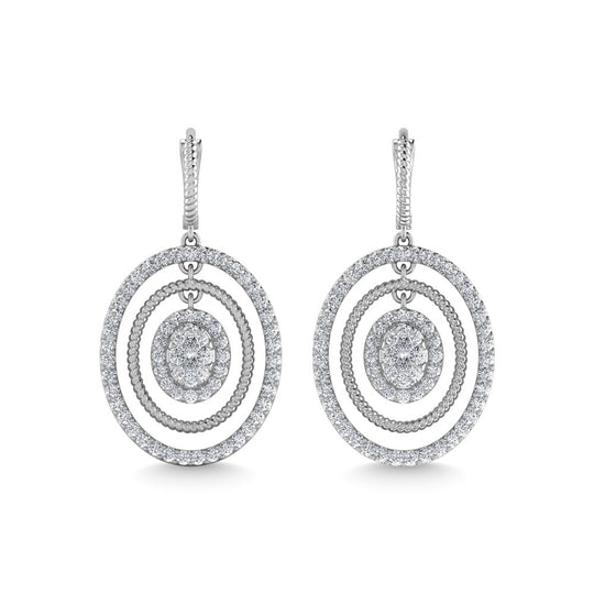 Diamante 1 1/2 Ct.Tw. Aretes colgantes en oro blanco de 10 quilates