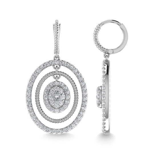 Diamante 1 1/2 Ct.Tw. Aretes colgantes en oro blanco de 10 quilates