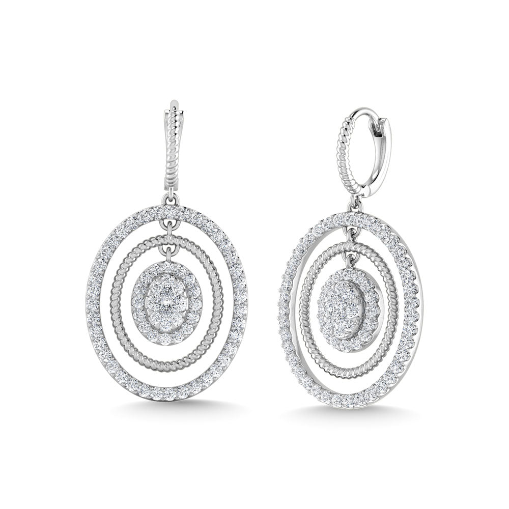 Diamante 1 1/2 Ct.Tw. Aretes colgantes en oro blanco de 10 quilates