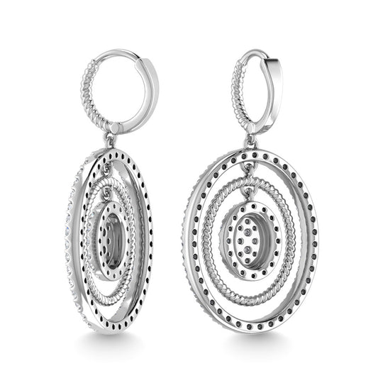 Diamante 1 1/2 Ct.Tw. Aretes colgantes en oro blanco de 10 quilates