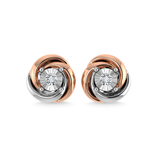 Diamante 1/6 Ct.Tw. Aretes en dos tonos de 10 quilates