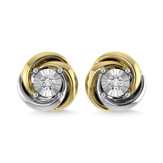 Diamante 1/6 Ct.Tw. Aretes en dos tonos de 10 quilates