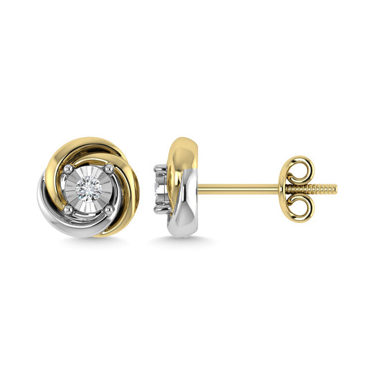 Diamante 1/6 Ct.Tw. Aretes en dos tonos de 10 quilates