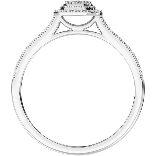 Oro blanco de 10 quilates de 1/4 qt.Tw. Anillo de promesa con forma ovalada de diamante