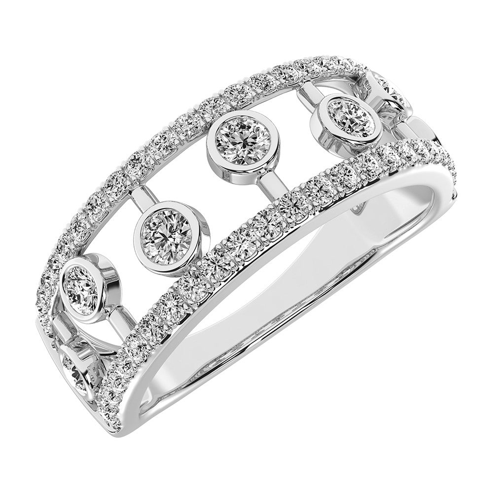 Oro blanco de 14 quilates de 1/2 qt.Tw. Anillo de moda de diamantes