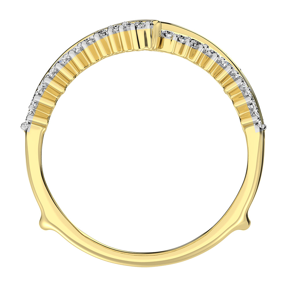 Oro amarillo de 14 quilates de 1/2 qt.Tw. Anillo protector de diamantes en forma de chevr√≥n con toque de oro blanco