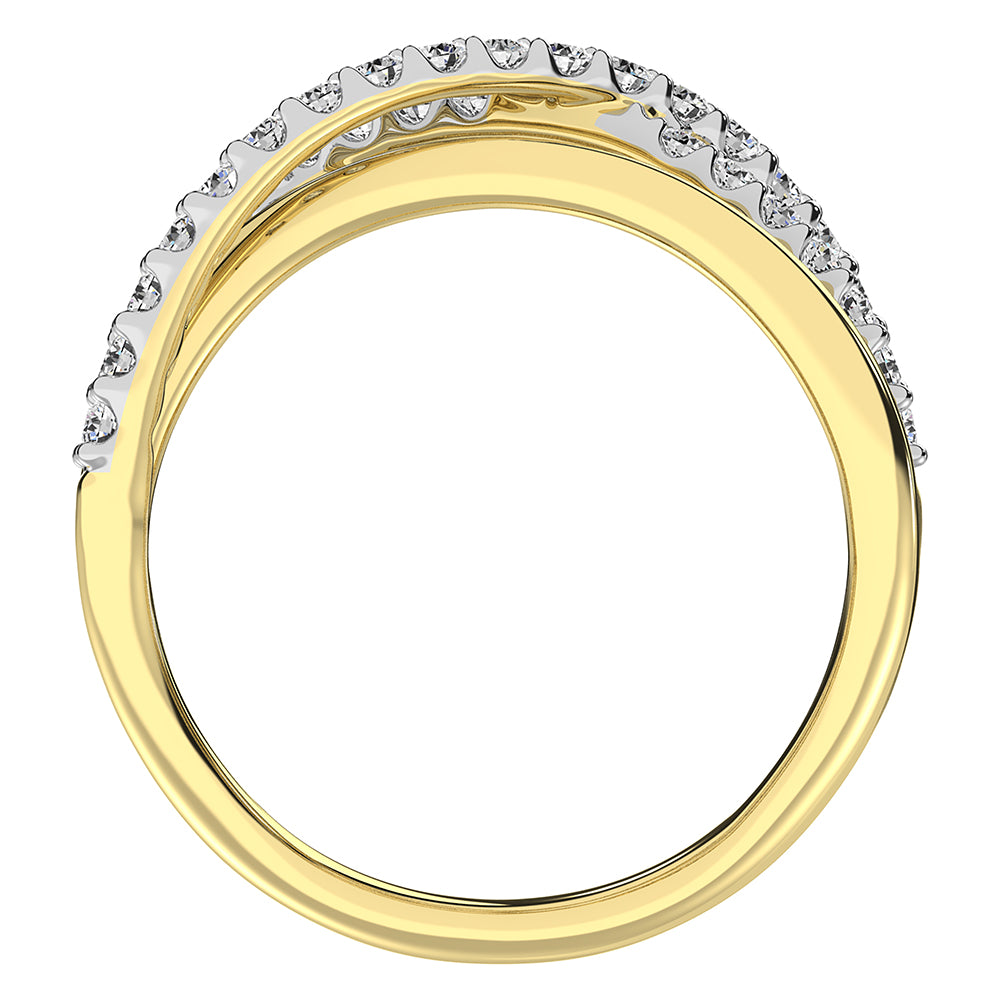 Oro amarillo de 14 quilates de 1/2 qt.Tw. Anillo cruzado de diamantes