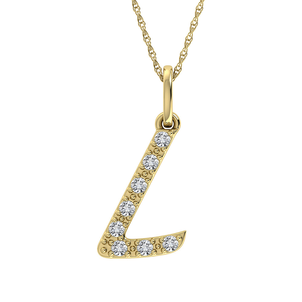 Diamante 1/8 Ct.Tw. Colgante con letra L en oro amarillo de 10 quilates