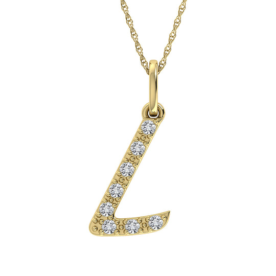 Diamante 1/8 Ct.Tw. Colgante con letra L en oro amarillo de 10 quilates