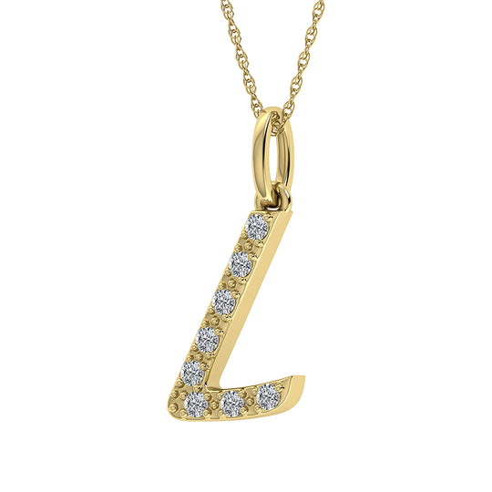 Diamante 1/8 Ct.Tw. Colgante con letra L en oro amarillo de 10 quilates