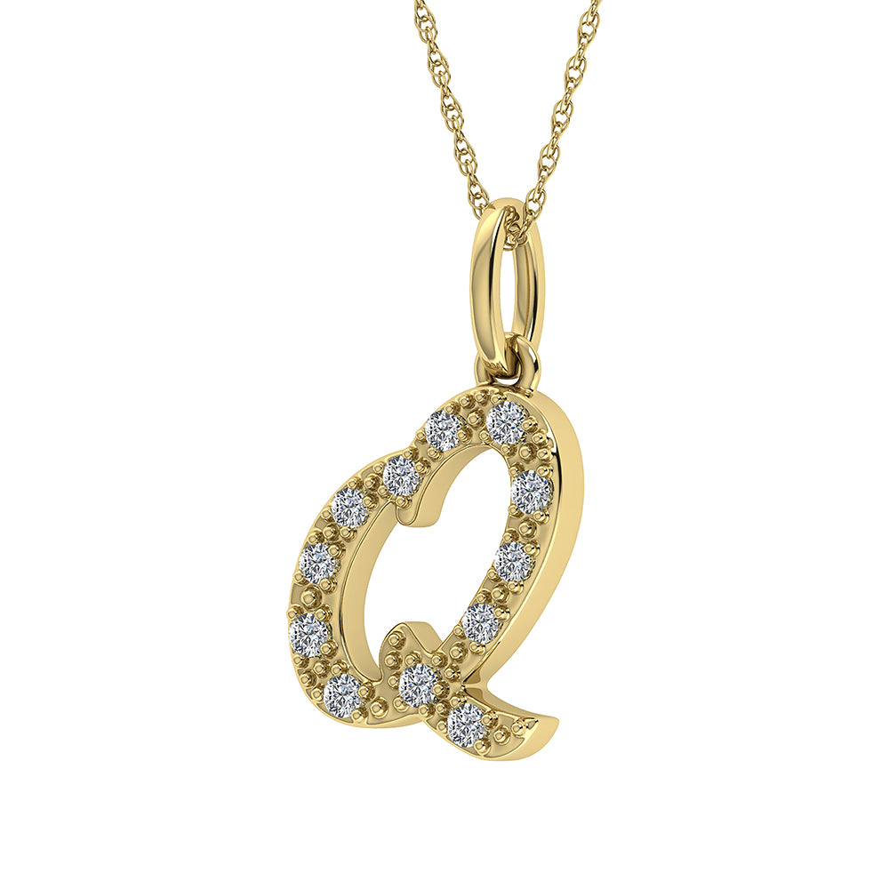 Diamante 1/8 Ct.Tw. Colgante con letra Q en oro amarillo de 10 quilates