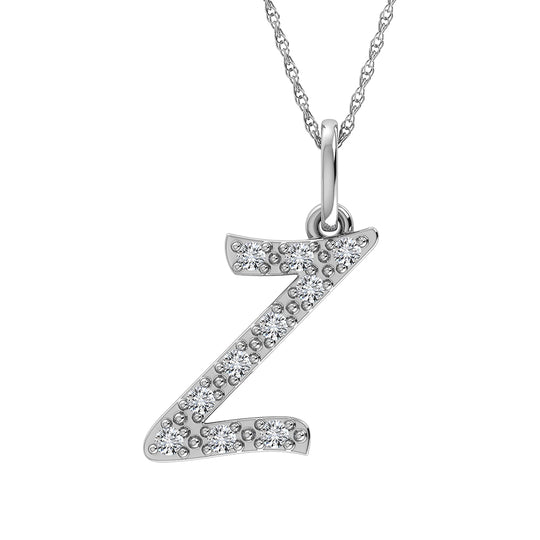 Diamante 1/8 Ct.Tw. Colgante con letra Z en oro blanco de 10 quilates