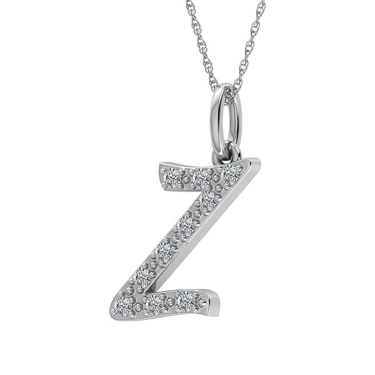 Diamante 1/8 Ct.Tw. Colgante con letra Z en oro blanco de 10 quilates