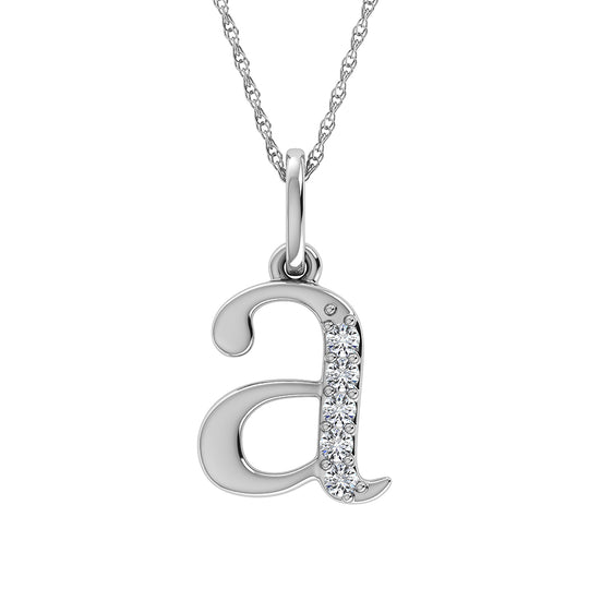 Diamante 1/20 Ct.Tw. Colgante con letra A en oro blanco de 10 quilates