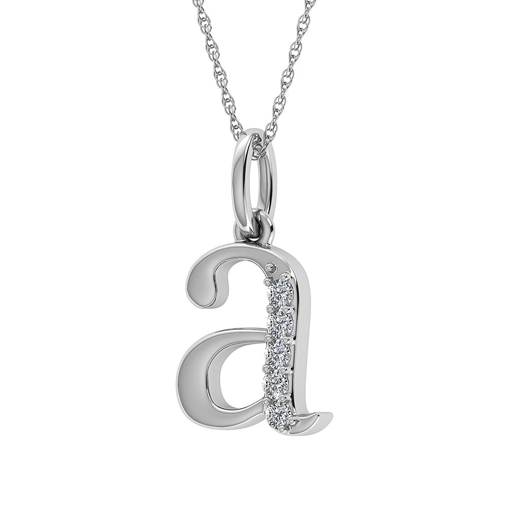 Diamante 1/20 Ct.Tw. Colgante con letra A en oro blanco de 10 quilates