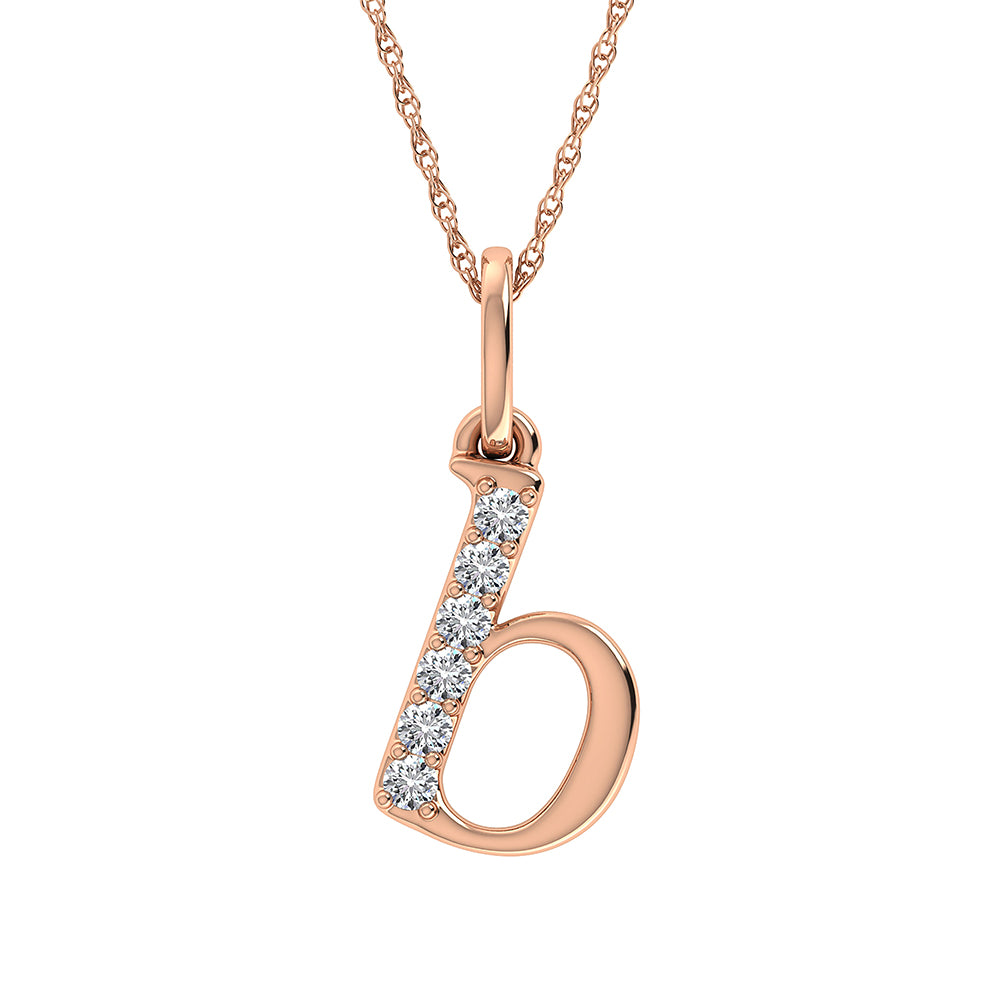 Diamante 1/20 Ct.Tw. Colgante con letra B en oro rosa de 10 quilates