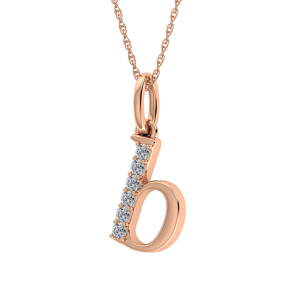 Diamante 1/20 Ct.Tw. Colgante con letra B en oro rosa de 10 quilates