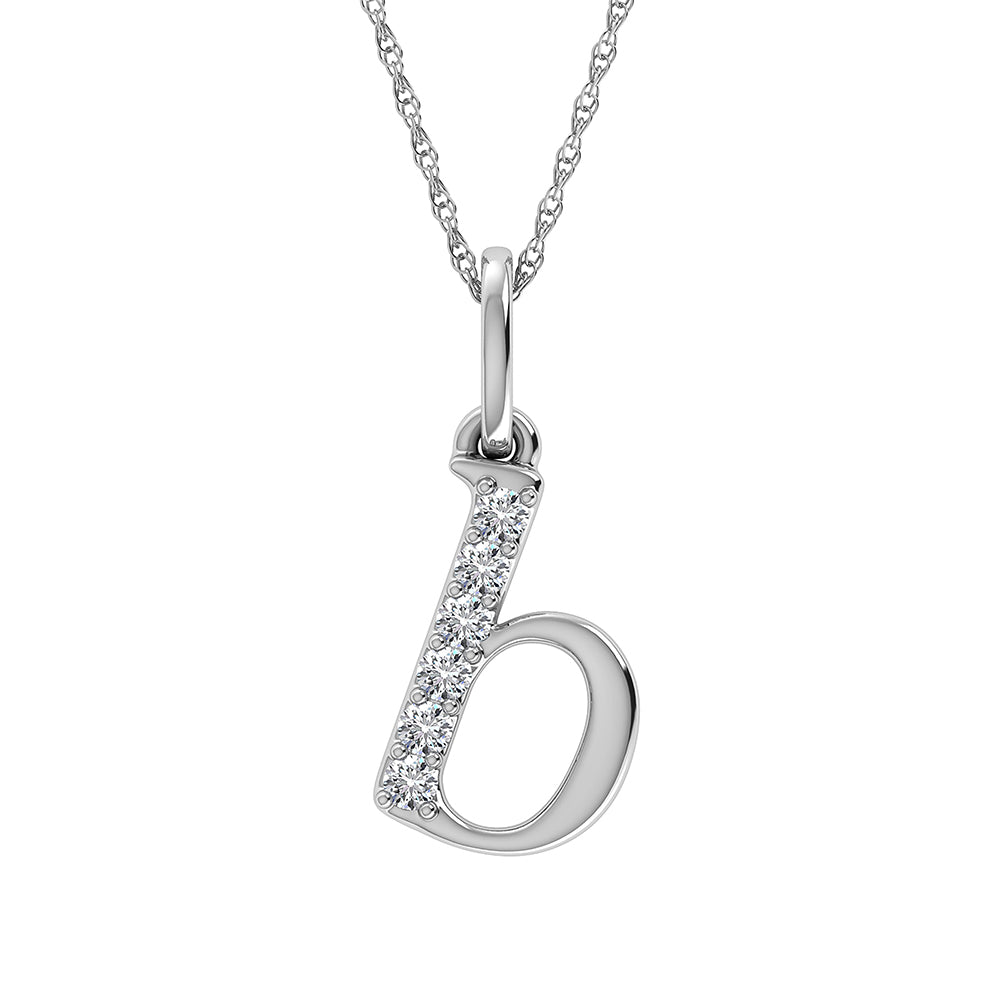 Diamante 1/20 Ct.Tw. Colgante con letra B en oro blanco de 10 quilates