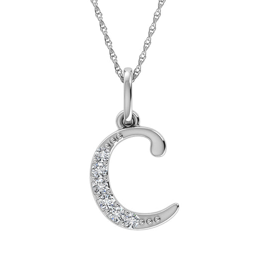 Diamante 1/20 Ct.Tw. Colgante con letra C en oro blanco de 10 quilates