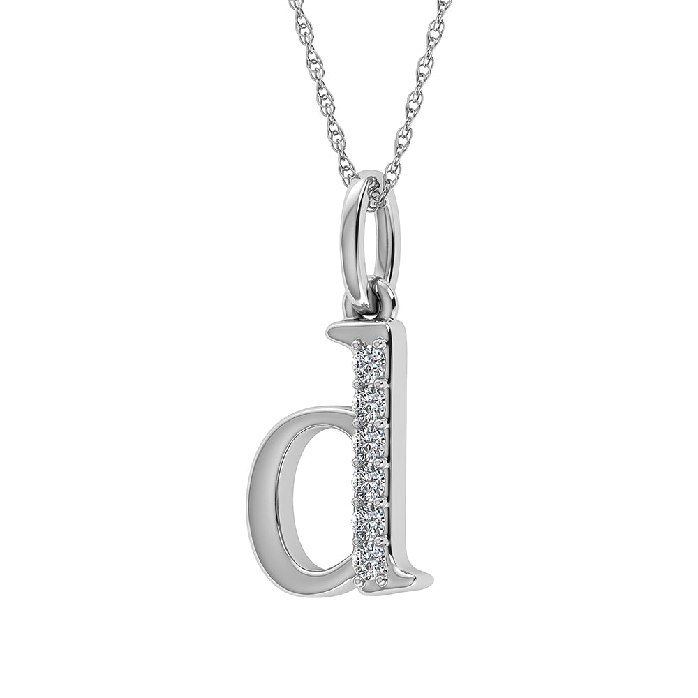 Diamante 1/20 Ct.Tw. Colgante con letra D en oro blanco de 10 quilates