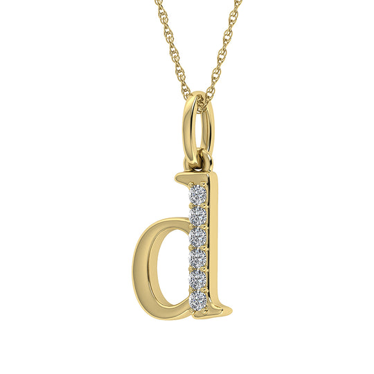 Diamante 1/20 Ct.Tw. Colgante con letra D en oro amarillo de 10 quilates