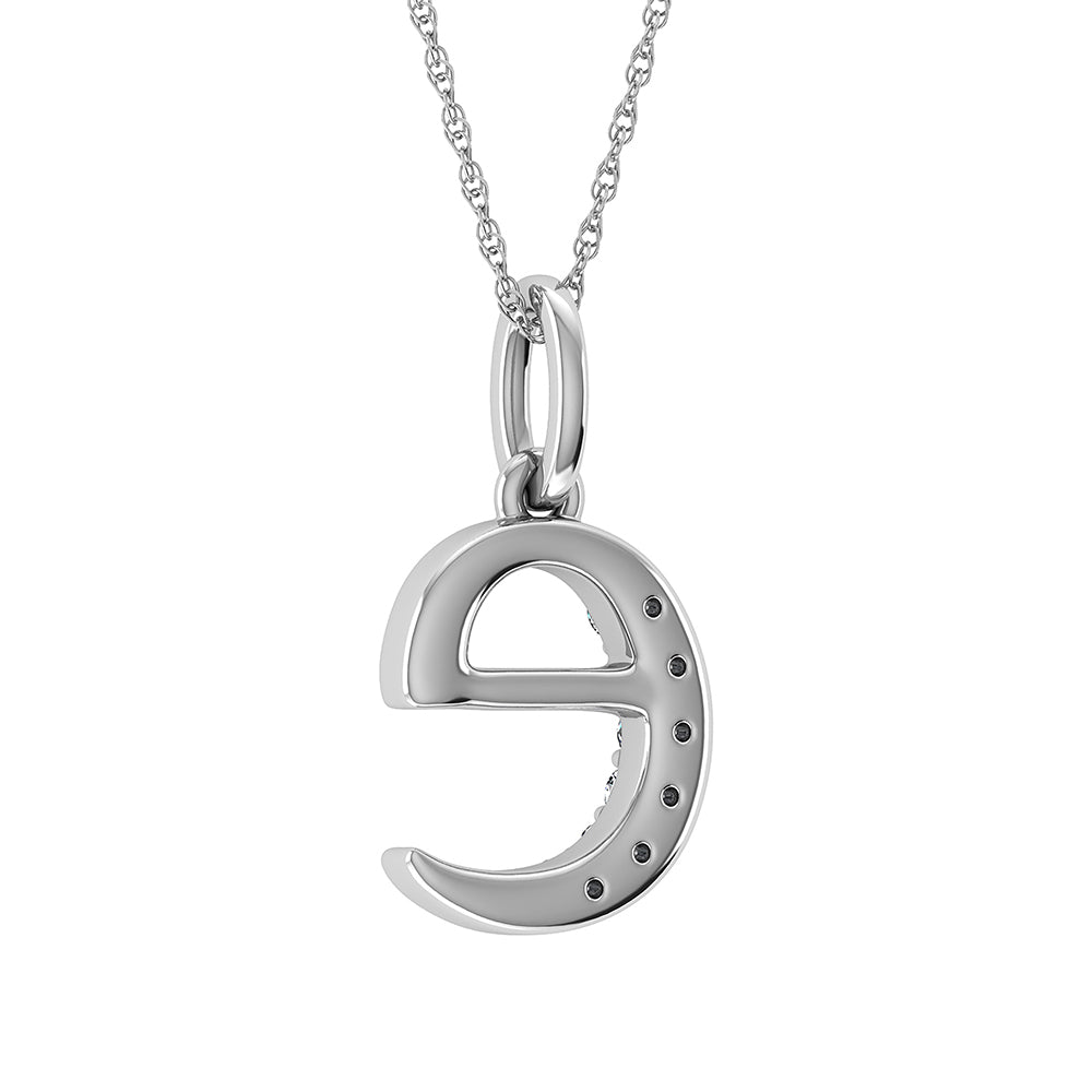 Diamante 1/20 Ct.Tw. Colgante con letra E en oro blanco de 10 quilates