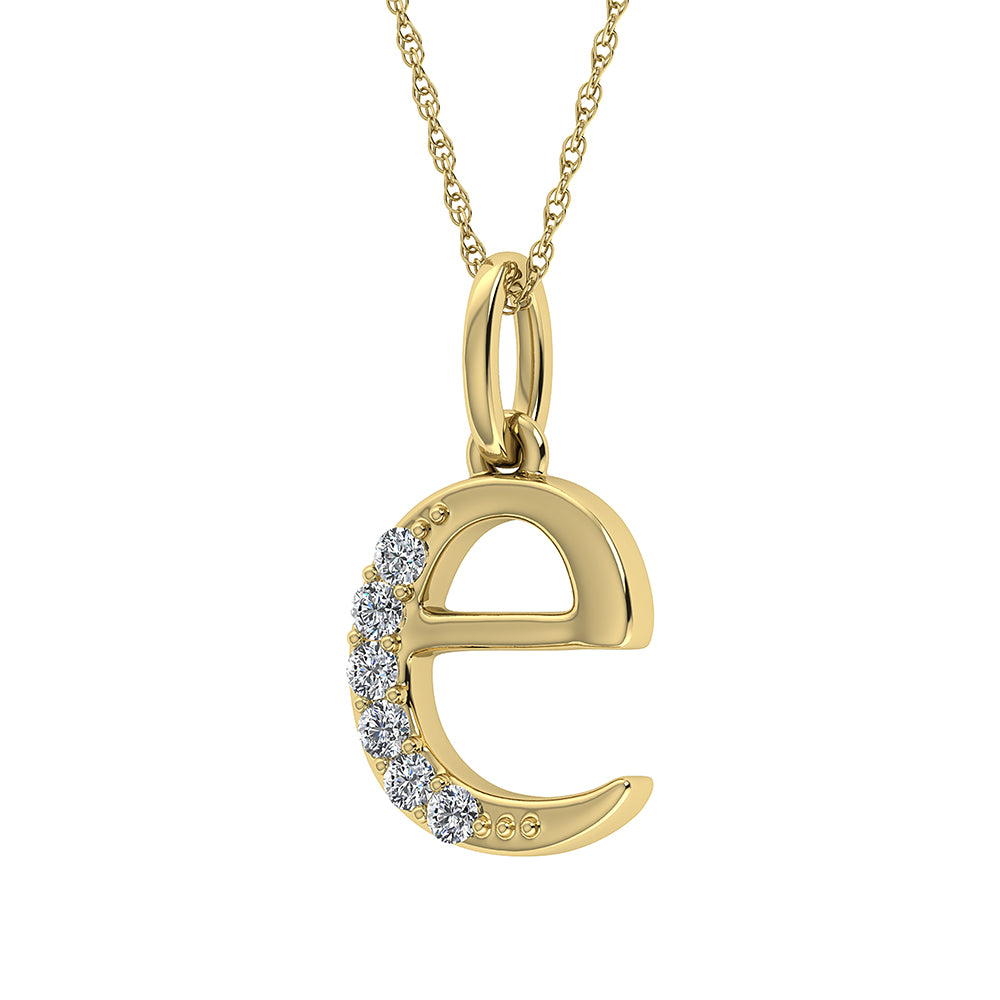 Diamante 1/20 Ct.Tw. Colgante con letra E en oro amarillo de 10 quilates