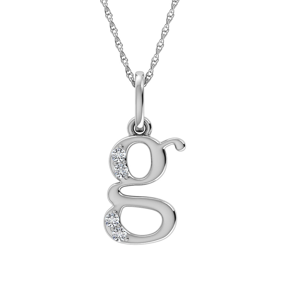 Diamante 1/20 Ct.Tw. Colgante con letra G en oro blanco de 10 quilates