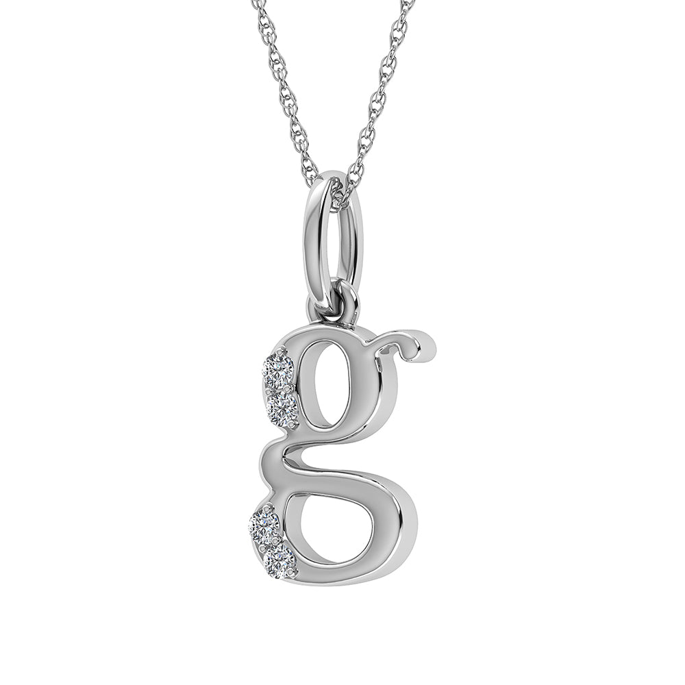 Diamante 1/20 Ct.Tw. Colgante con letra G en oro blanco de 10 quilates