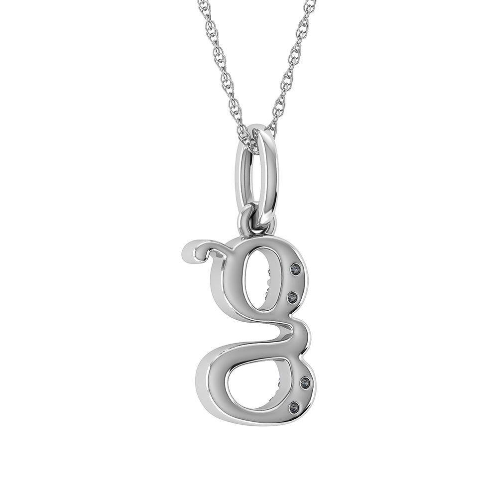 Diamante 1/20 Ct.Tw. Colgante con letra G en oro blanco de 10 quilates