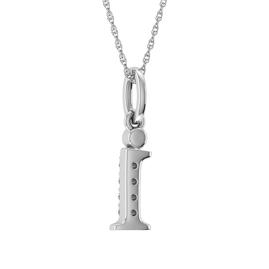 Diamante 1/20 Ct.Tw. Colgante con letra I en oro blanco de 10 quilates