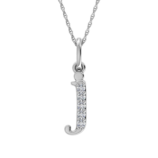 Diamante 1/20 Ct.Tw. Colgante con letra J en oro blanco de 10 quilates