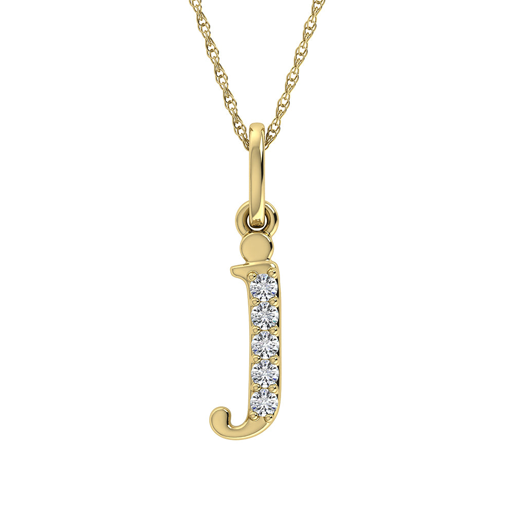 Diamante 1/20 Ct.Tw. Colgante con letra J en oro amarillo de 10 quilates