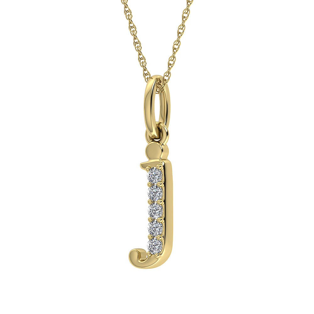 Diamante 1/20 Ct.Tw. Colgante con letra J en oro amarillo de 10 quilates